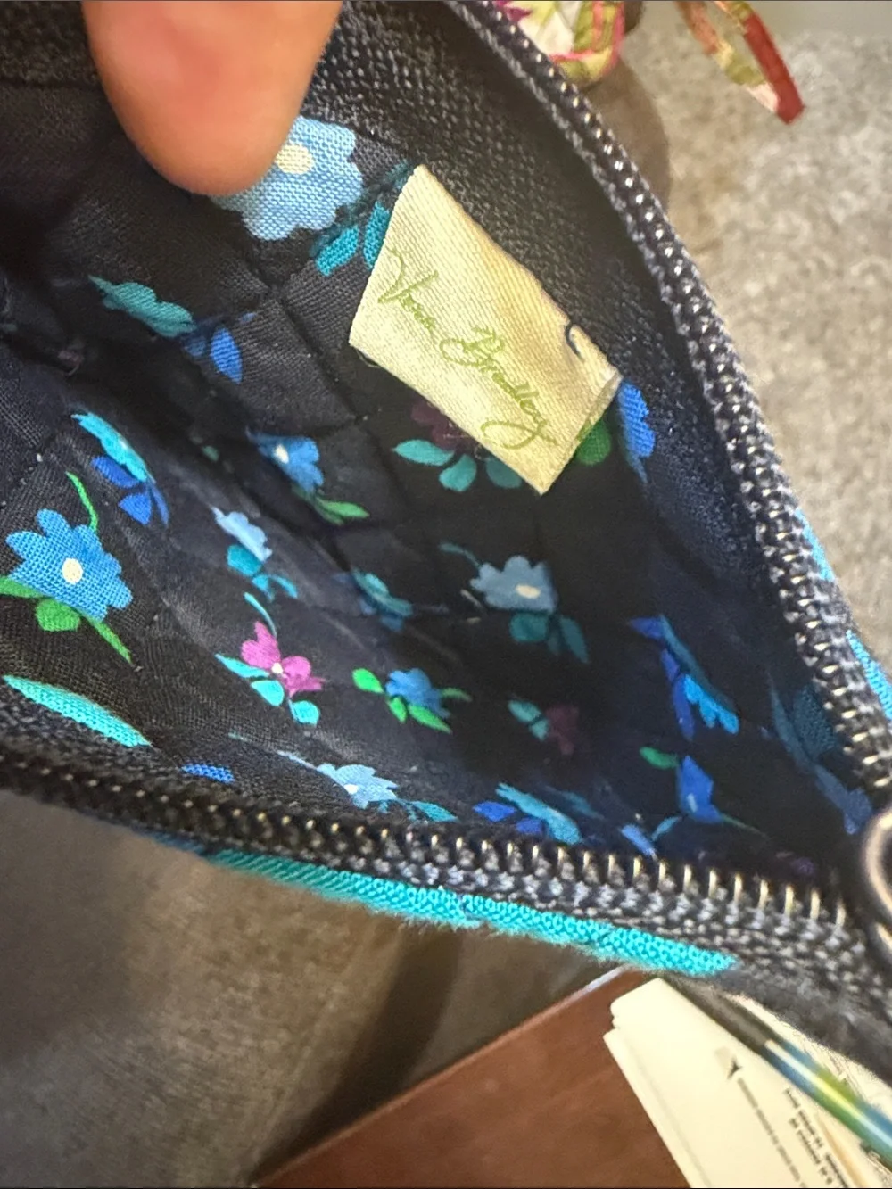 Vera Bradley “Midnight Blues”Quilted Floral Zip Top Cosmetic Pouch